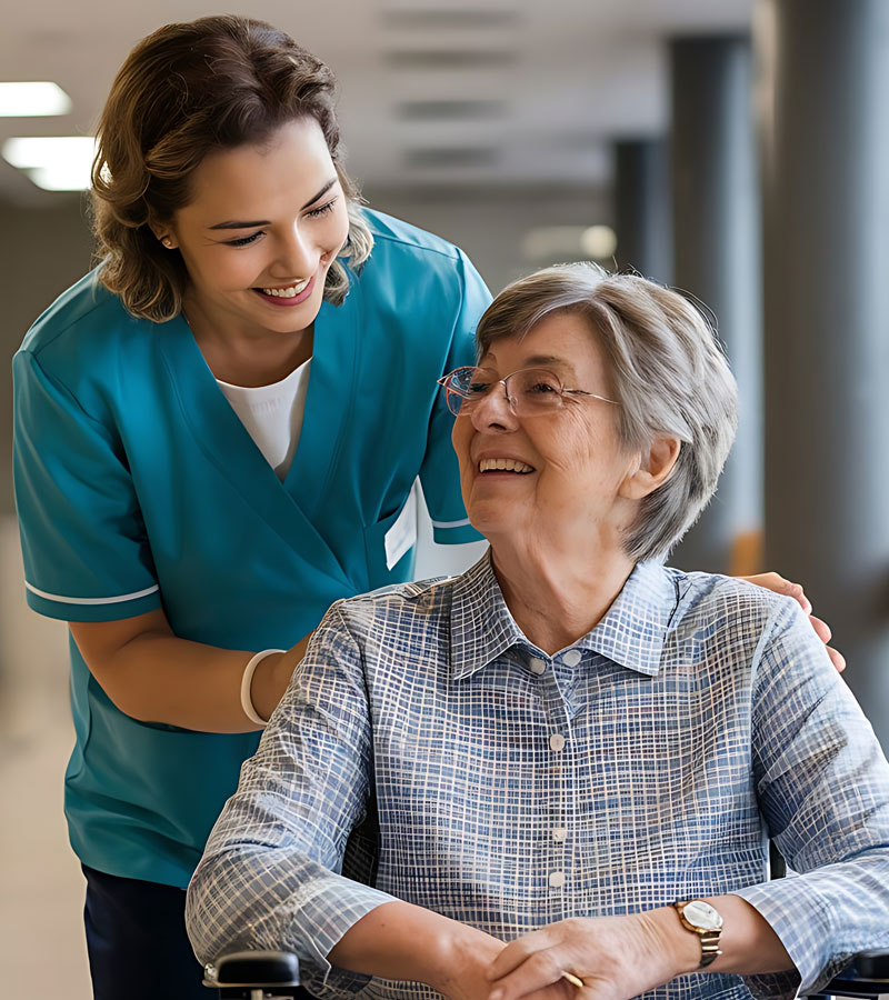 Medical provider visiting her elderly patient in her house
