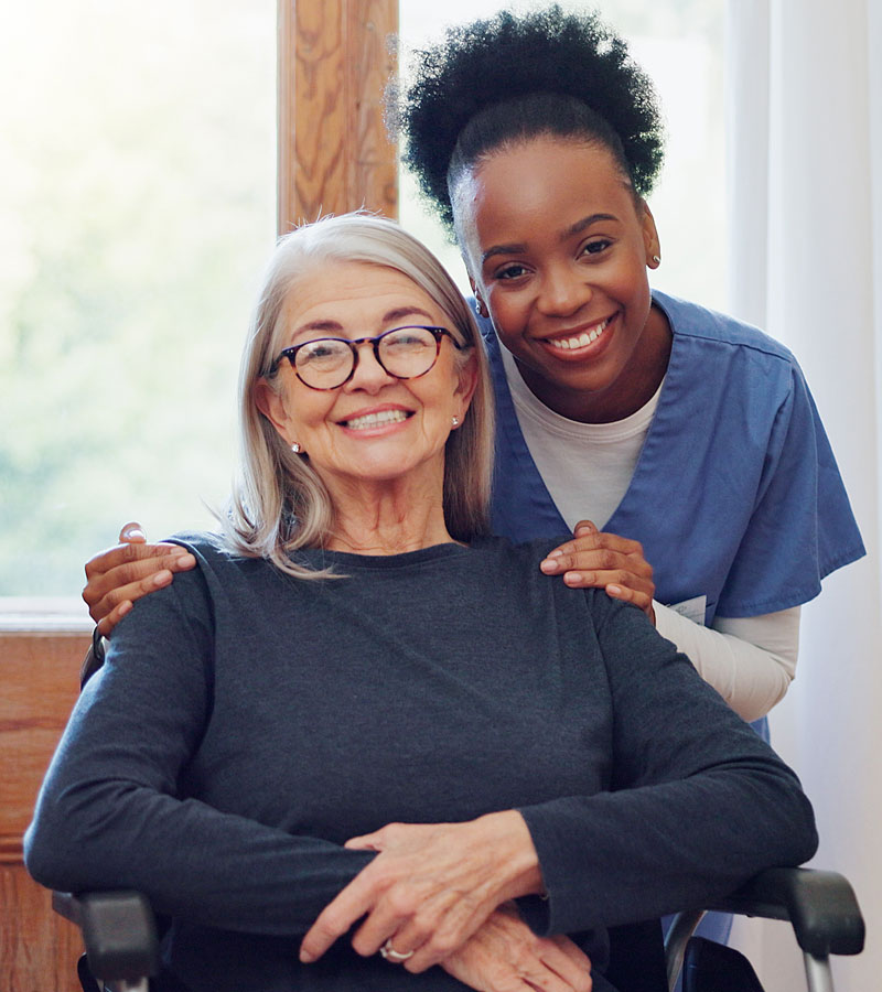 Medical provider visiting her elderly patient in her house